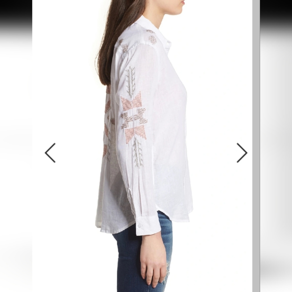 Rails Charli Embroidered Linen Blend Button Up Sh… - image 3
